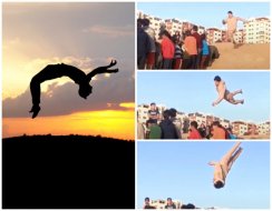 Думали — свернёт шею: Палестинец прыгнул опаснейшее сальто через толпу подростков