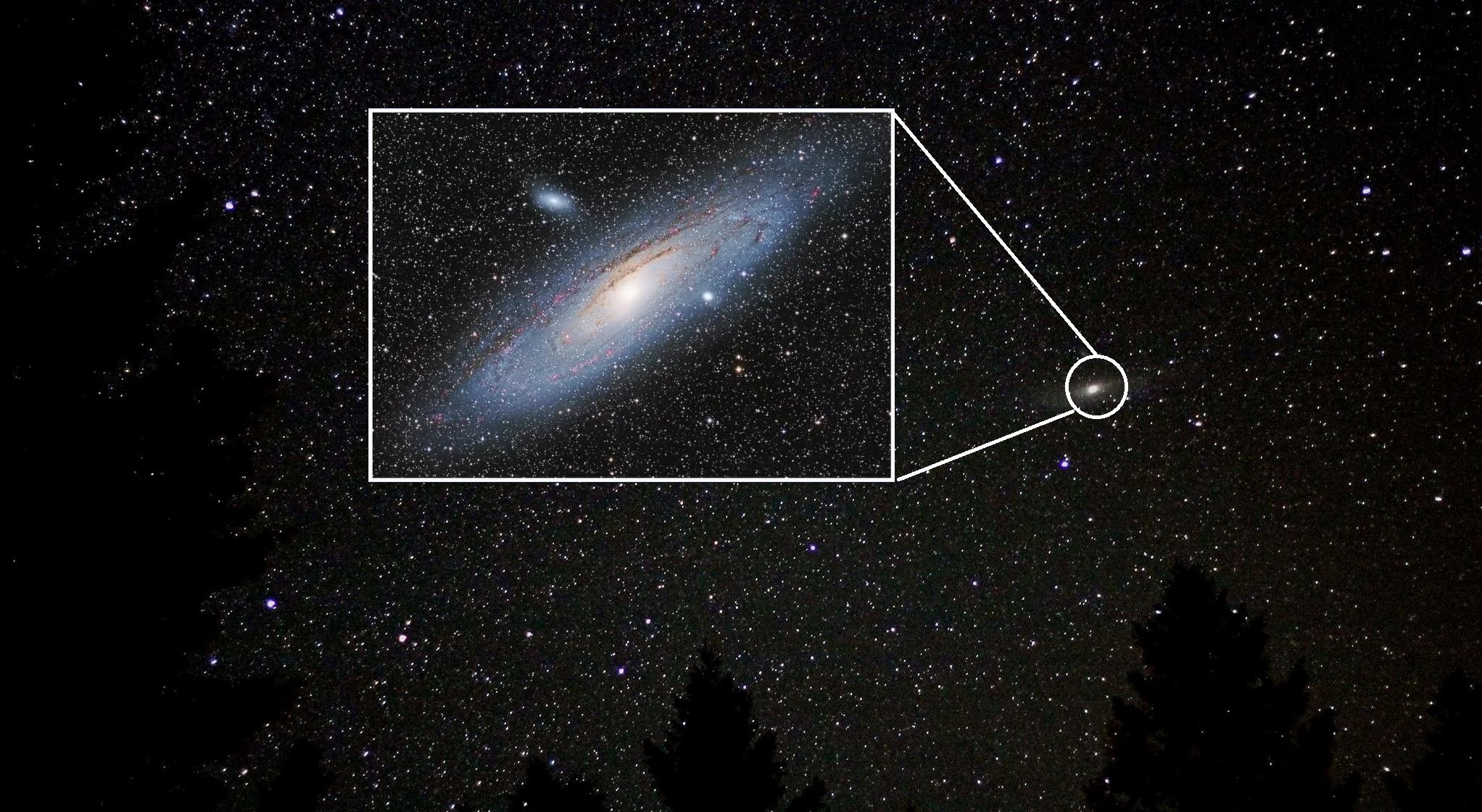 Какие объекты можно увидеть. Галактика м31 невооруженным глазом. Галактика Андромеда с земли невооруженным глазом. М31 Галактика Андромеды в телескоп. Андромеда Галактика на небе невооружённым глазом.