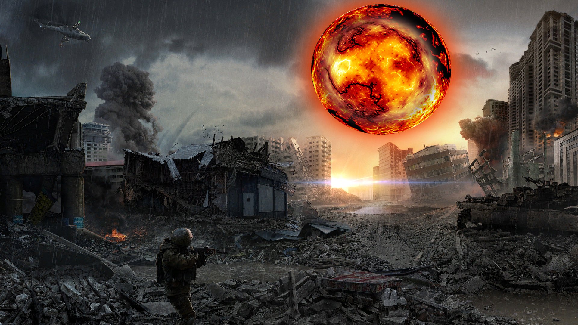 Разрушенный город. Апокалипсис конец света. Разрушенный мир.